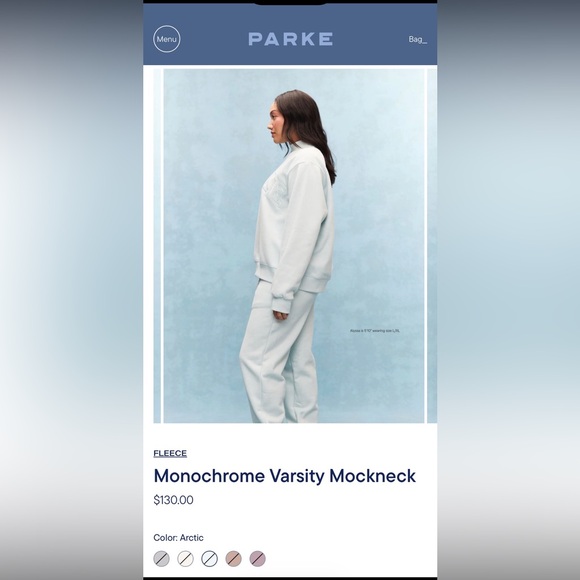 PARKE Arctic Fleece Monochrome Varsity Mockneck Sweatshirt - Picture 2 of 2